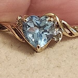 10k Yellow Gold Aquamarine Blue Stone Size 7 Ring 1.97
